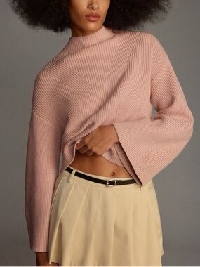 Maeve Anthropologie The Katey Mock neck bell sleeve pullover sweater